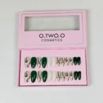 24Pcs O.TWO.O green Matte Nails with accessories - Image 2